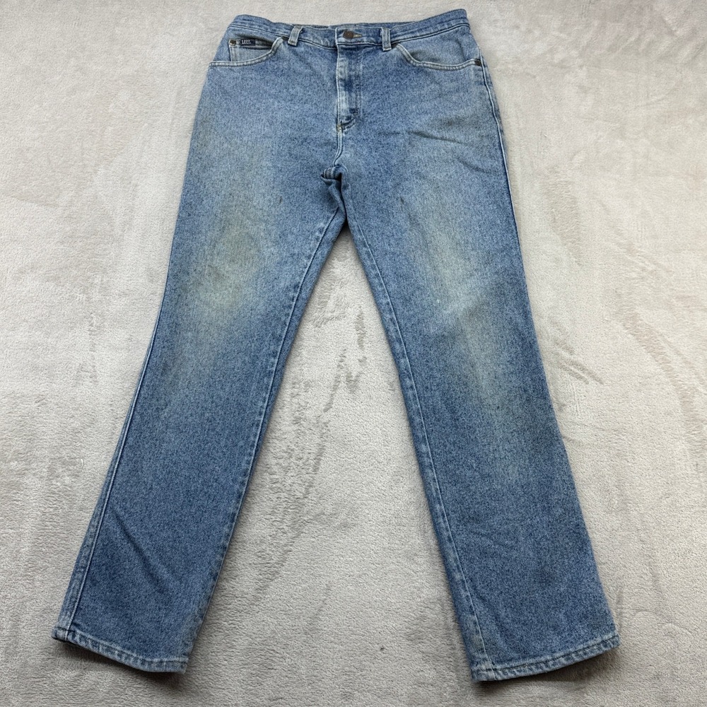 Vintage Lee Jeans Mens 33x32 Light Wash Blue Straight Leg Grunge Denim Pants
